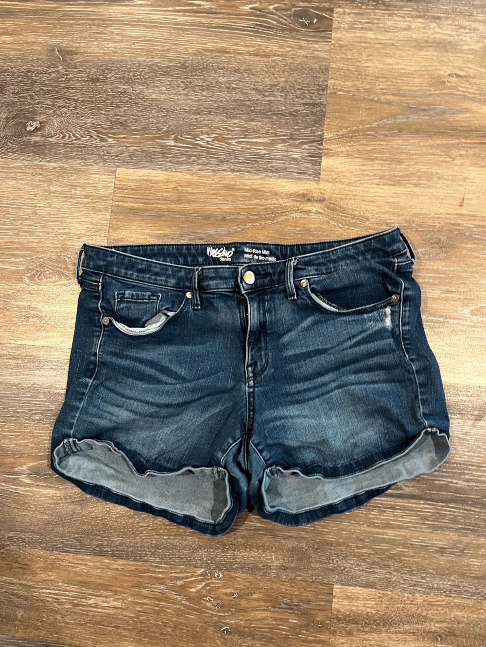 Mossimo Supply Co. Dark Blue Rolled-Hem Denim Shorts